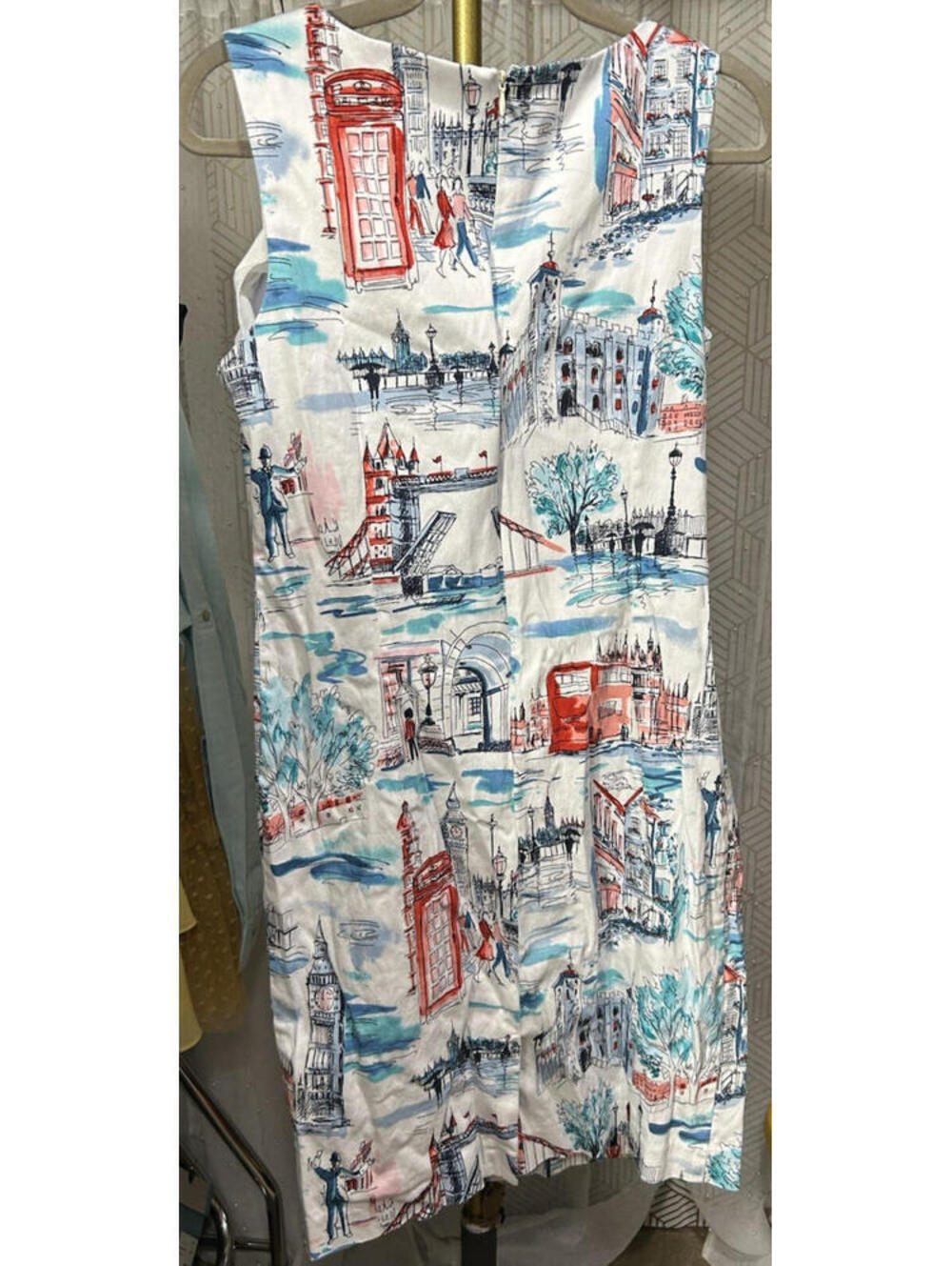 Leslie Fay Women's Chetta B London Bridge Sleeveless Midi Dress Sz 10 Landmarks - Picture 2 of 3